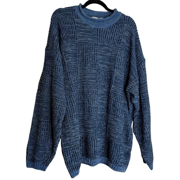Vintage John Baner Jumper Sweater Mens XL Blue Knit Wool Fisherman Grampacore - Picture 1 of 8